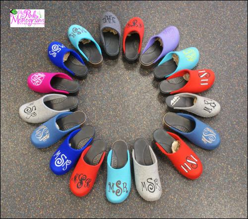 Wool Monogrammed Clogs Wool Clogs in a Wreath 