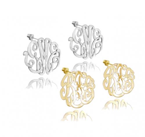 Monogrammed Script Earrings on Posts 2 Sizes  Apparel & Accessories > Jewelry > Earrings
