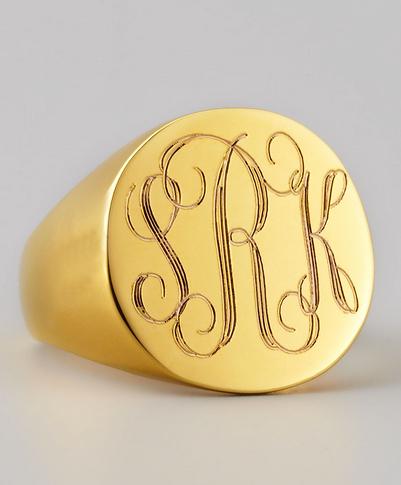Monogrammed Hand Engraved Signet Ring   Apparel & Accessories > Jewelry > Rings