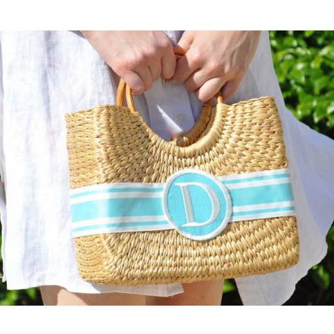 Queen Bea Monogrammed Mini Becky Florida Basket  Apparel & Accessories > Handbags