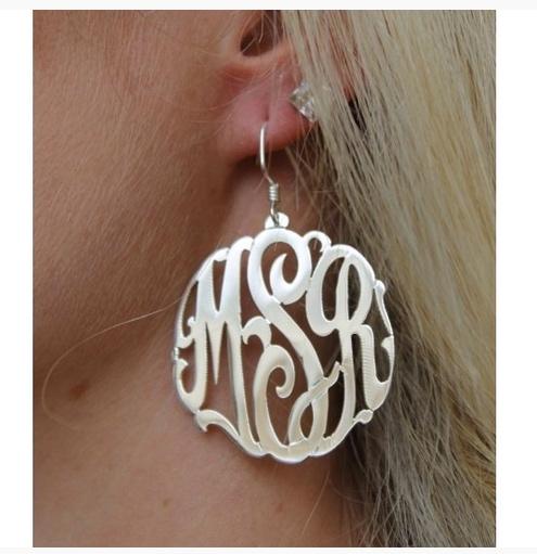 Monogrammed Interlocking Script Earrings on French Wires  Apparel & Accessories > Jewelry > Earrings