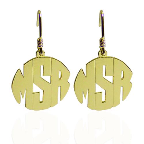 Monogrammed Block Earrings on French Wire  Apparel & Accessories > Jewelry > Earrings