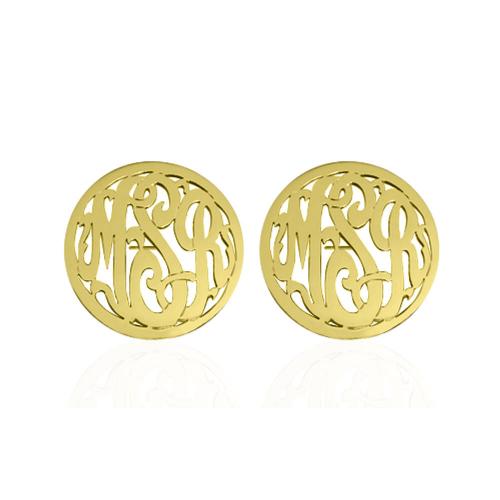 Monogrammed Script Post Earrings with Border  Apparel & Accessories > Jewelry > Earrings