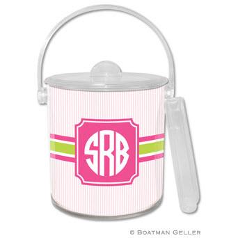 Boatman Geller Personalized Ice Bucket Seersucker Pink  Home & Garden > Kitchen & Dining > Barware > Ice Buckets
