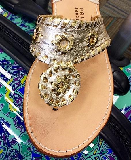 Platinum with Gold Palm Beach Sandals Platinum with Gold Apparel & Accessories > Shoes > Sandals > Thongs & Flip-Flops