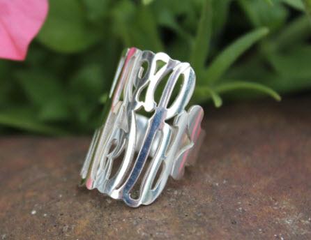 Handcut Rectangular Monogrammed Ring  Apparel & Accessories > Jewelry > Necklaces