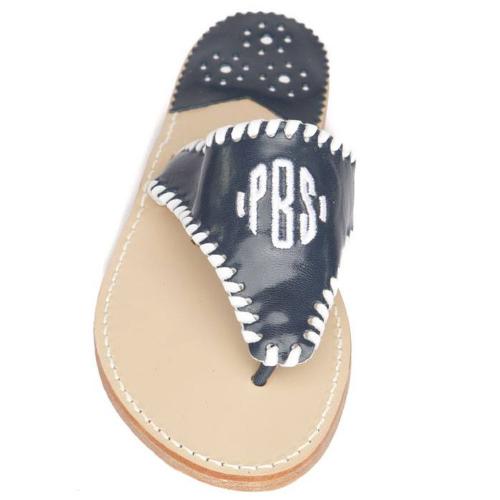 Navy Blue with White Palm Beach Sandals  Navy Blue with White Monogrammed Apparel & Accessories > Shoes > Sandals