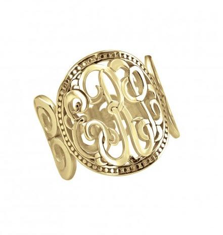 Monogrammed Filigree Cigar Band In Silver or Solid Gold  Apparel & Accessories > Jewelry > Rings