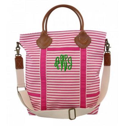 Personalized Flight Bag in Pink Stripes   Luggage & Bags > Duffel Bags