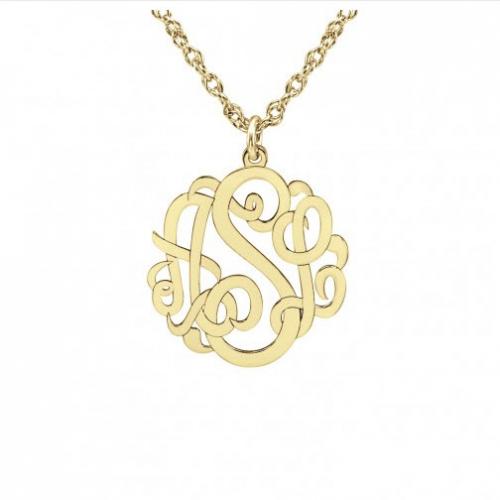 Monogrammed Petite Script Necklace 10 mm Silver and Solid Gold  Apparel & Accessories > Jewelry > Necklaces