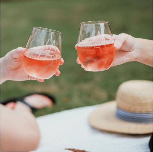 Monogrammed Stemless Wine Glass Set 15 oz  Home & Garden > Kitchen & Dining > Tableware > Drinkware > Stemware > Wine Glasses