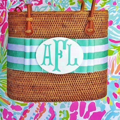 Charlotte Monogrammed Large Oval Bali Bag  Apparel & Accessories > Handbags > Shoulder Bags