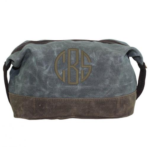 Personalized Waxed Dopp Kit in Slate- SHIPS 8.28  Luggage & Bags > Toiletry Bags
